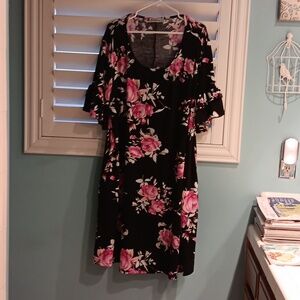 Knit midi dress floral 3x